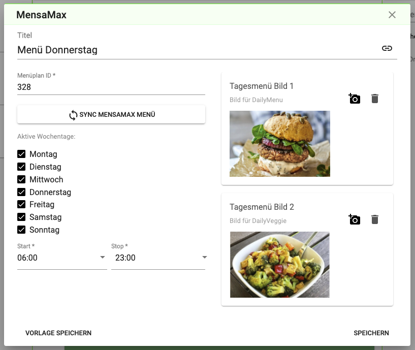 Restaurant Tagesmenü Modul von ScreenLime